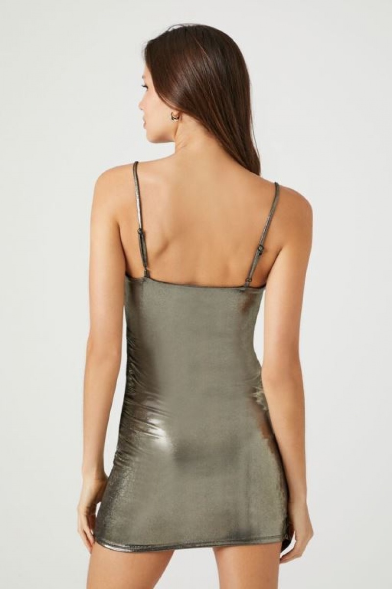 Vestido Forever 21 Metallic Mock Wrap Mini Mujer Doradas | hlSHAxLTm4q