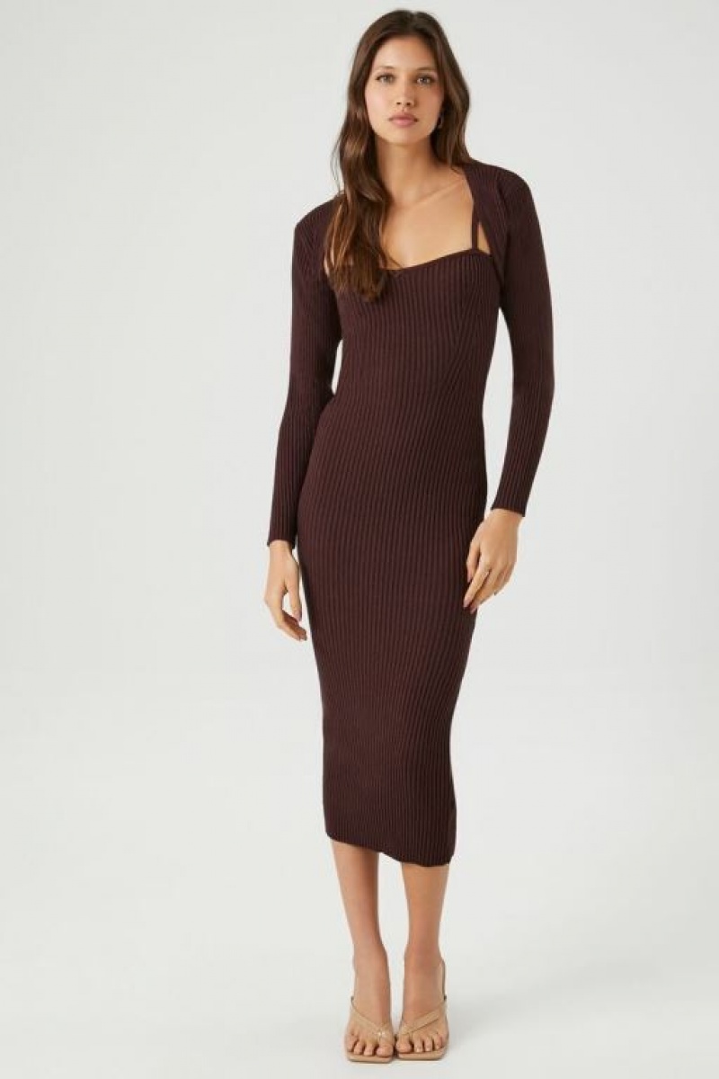 Vestido Forever 21 Midi Amp Shrug Set Mujer Walnut | HFySX5kg3h6