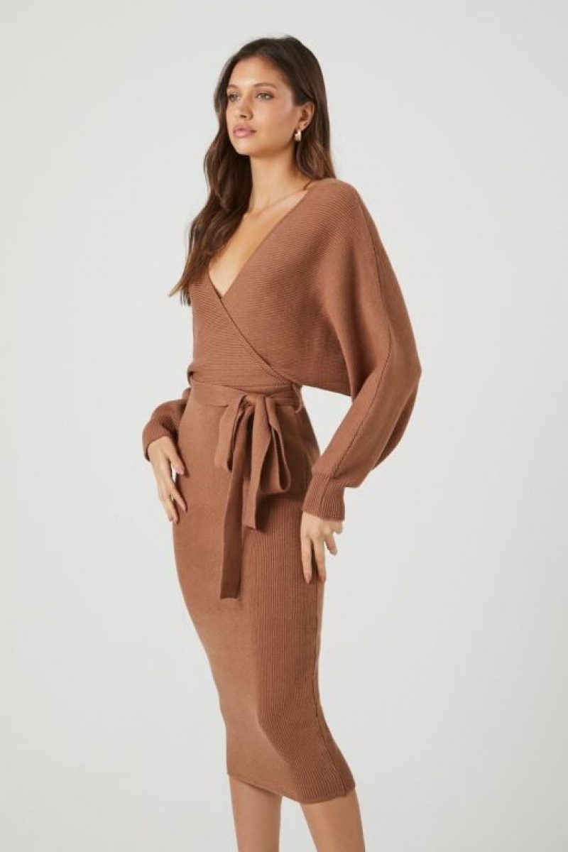 Vestido Forever 21 Midi Wrap Mujer Praline | CPSZSUsNydY