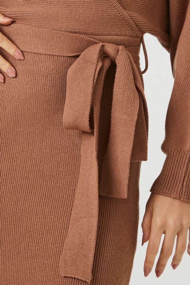 Vestido Forever 21 Midi Wrap Mujer Praline | CPSZSUsNydY