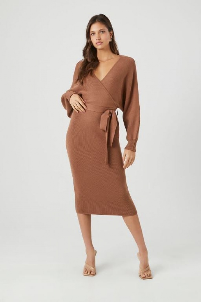 Vestido Forever 21 Midi Wrap Mujer Praline | CPSZSUsNydY