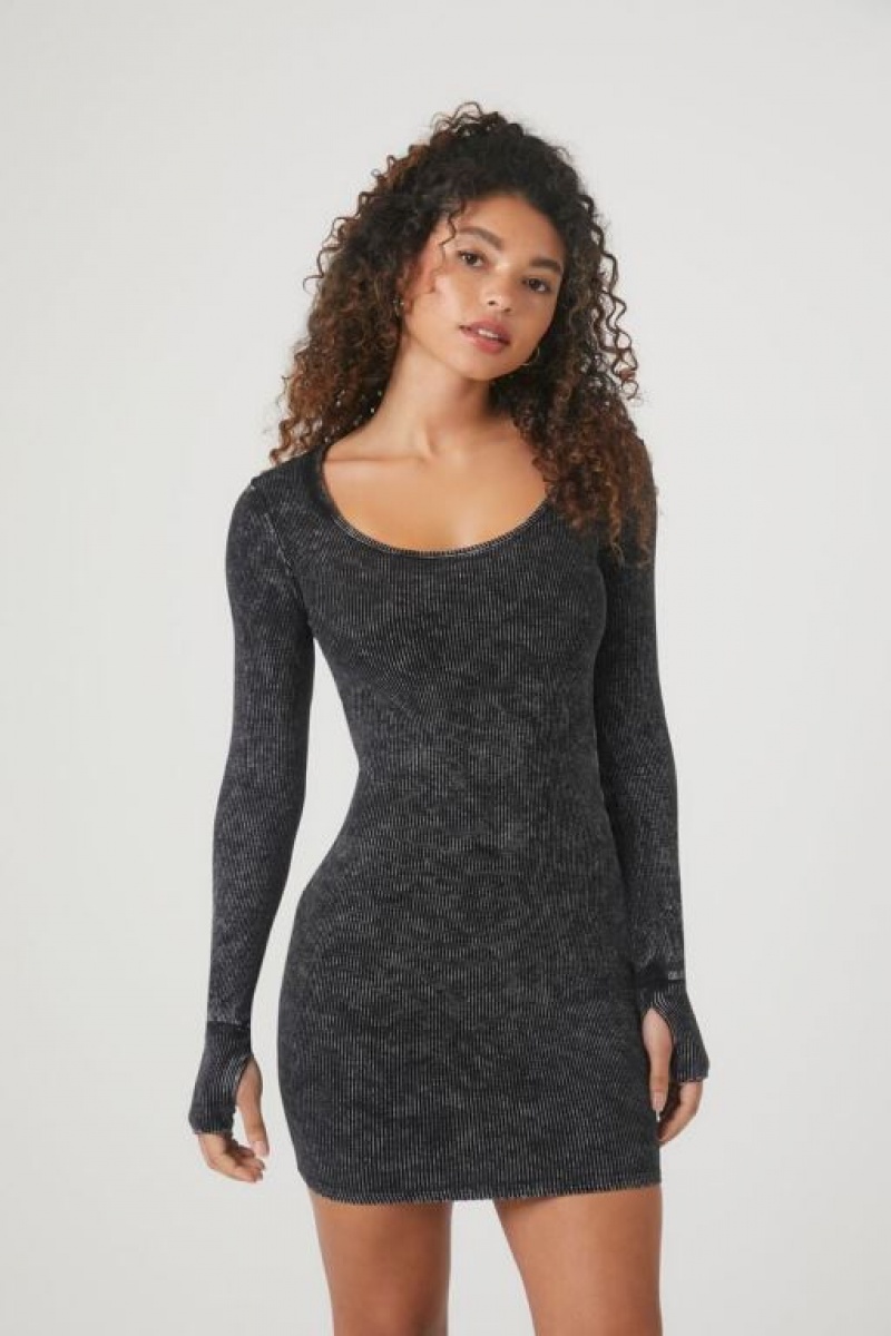 Vestido Forever 21 Mineral Wash Bodycon Mini Mujer Negras | J5E7ZAvM1aN