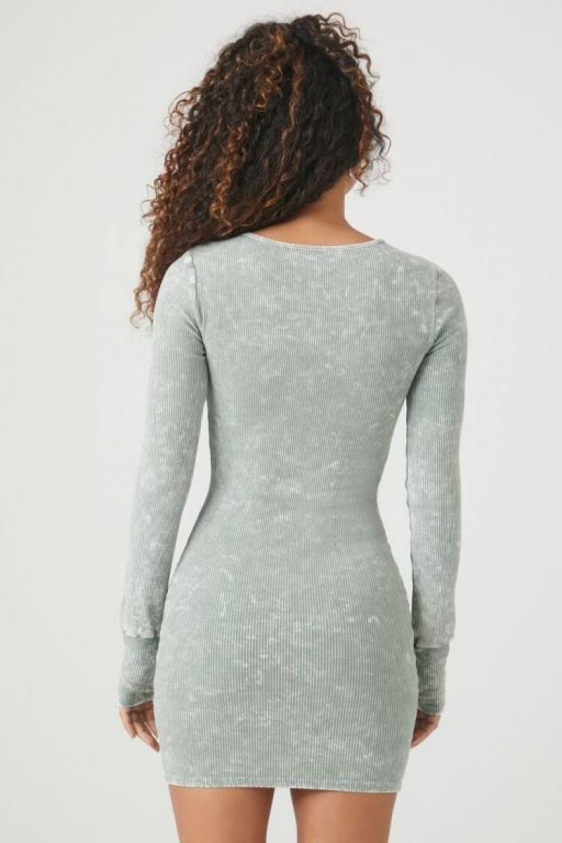 Vestido Forever 21 Mineral Wash Bodycon Mini Mujer Verde | V2EXpvsOnzs