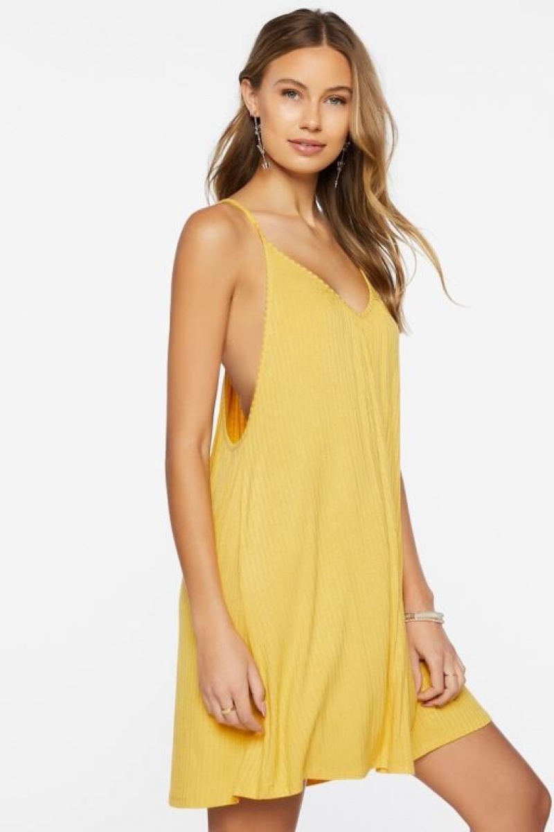 Vestido Forever 21 Mini Cami Swing Mujer Amarillo Doradas | Y4ko9WsdJor