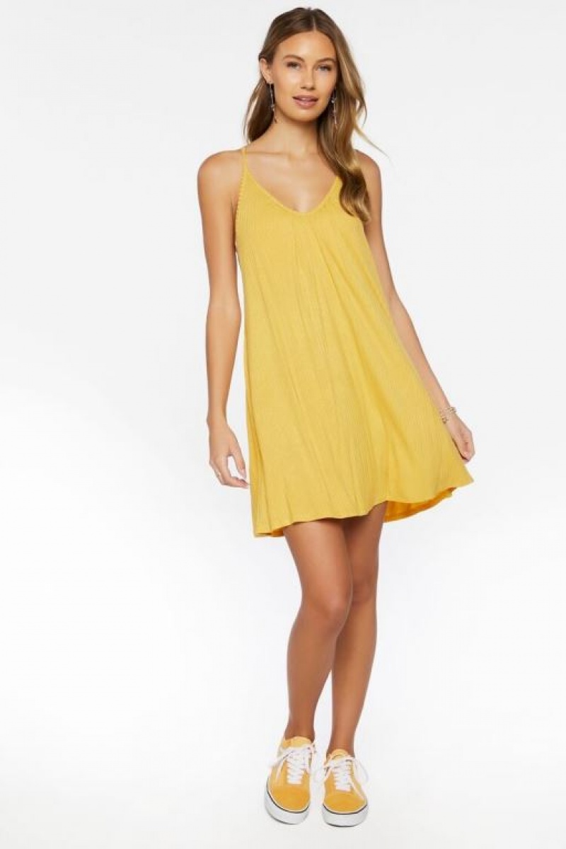 Vestido Forever 21 Mini Cami Swing Mujer Amarillo Doradas | Y4ko9WsdJor