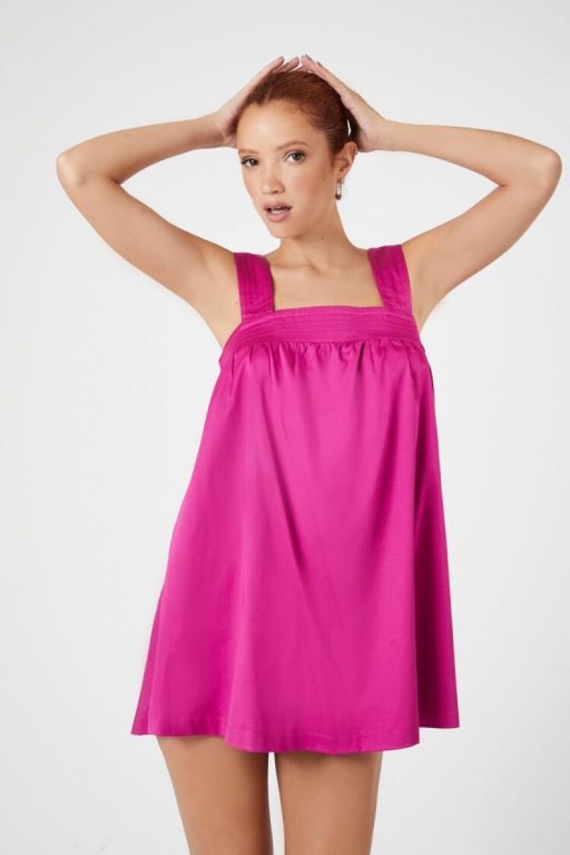 Vestido Forever 21 Mini Cotton Blend Shift Mujer Fucsia Moradas | JJKr5nOiUJE