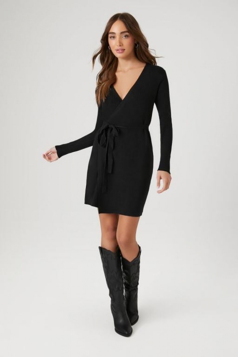 Vestido Forever 21 Mini Wrap Mujer Negras | yZWAWpChf6L