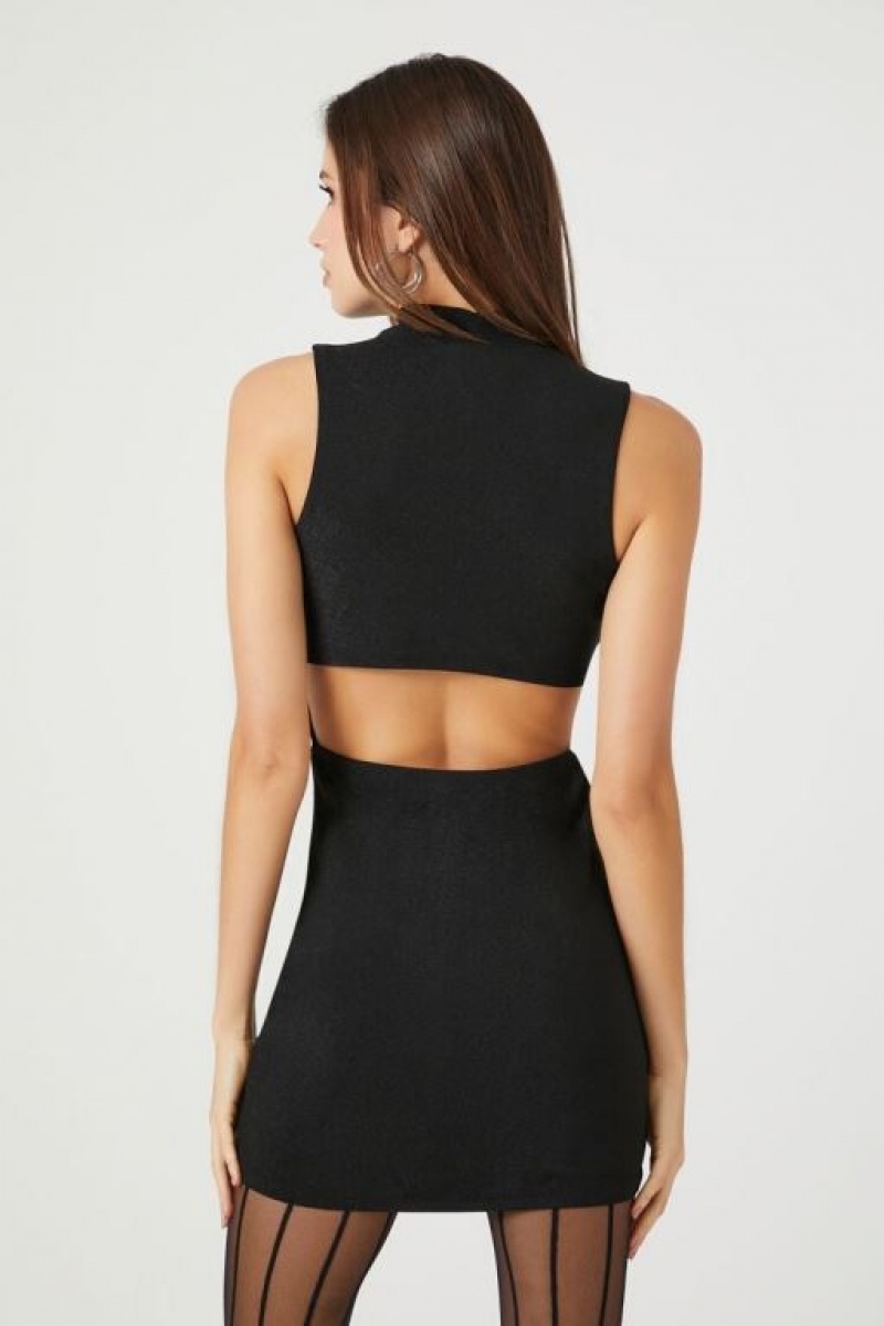 Vestido Forever 21 Mock Neck Cutout Mini Mujer Negras | X2uvc3Leb67