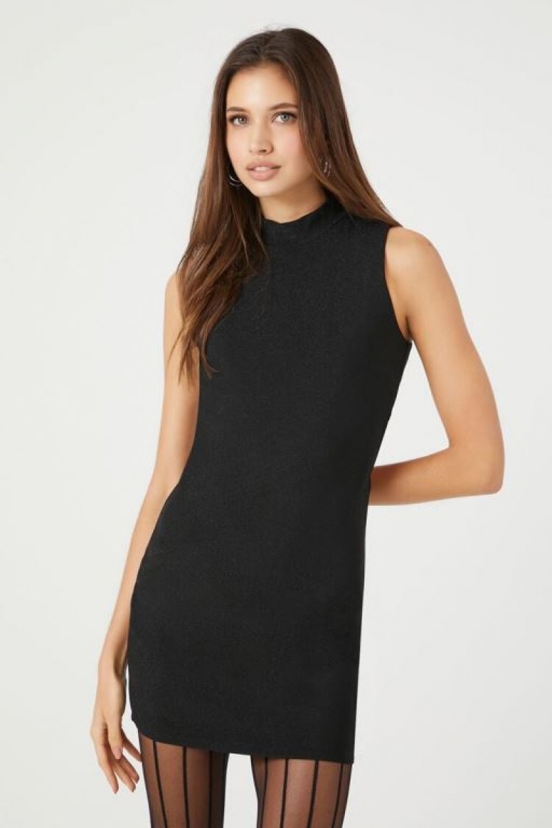 Vestido Forever 21 Mock Neck Cutout Mini Mujer Negras | X2uvc3Leb67