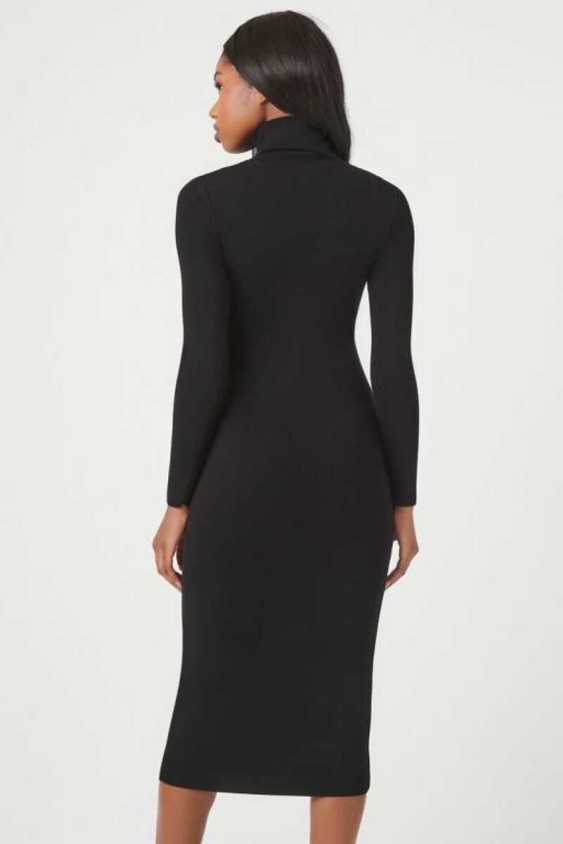 Vestido Forever 21 Mock Neck Midi Mujer Negras | uPvtKDMaDgV