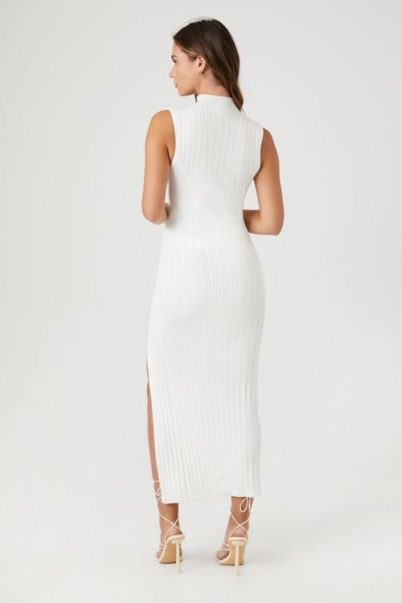 Vestido Forever 21 Mock Neck Midi Mujer Blancas | V0HyBEU7LYS