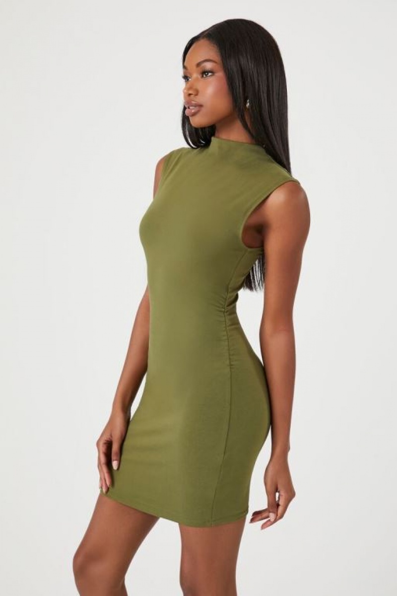 Vestido Forever 21 Mock Neck Mini Mujer Verde Oliva | cIjouMTuBpj