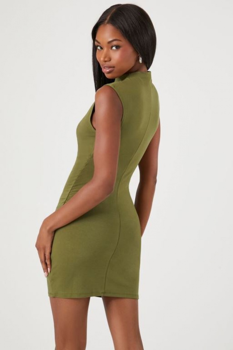 Vestido Forever 21 Mock Neck Mini Mujer Verde Oliva | cIjouMTuBpj