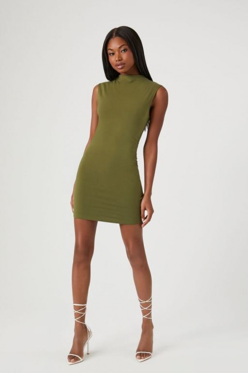 Vestido Forever 21 Mock Neck Mini Mujer Verde Oliva | cIjouMTuBpj