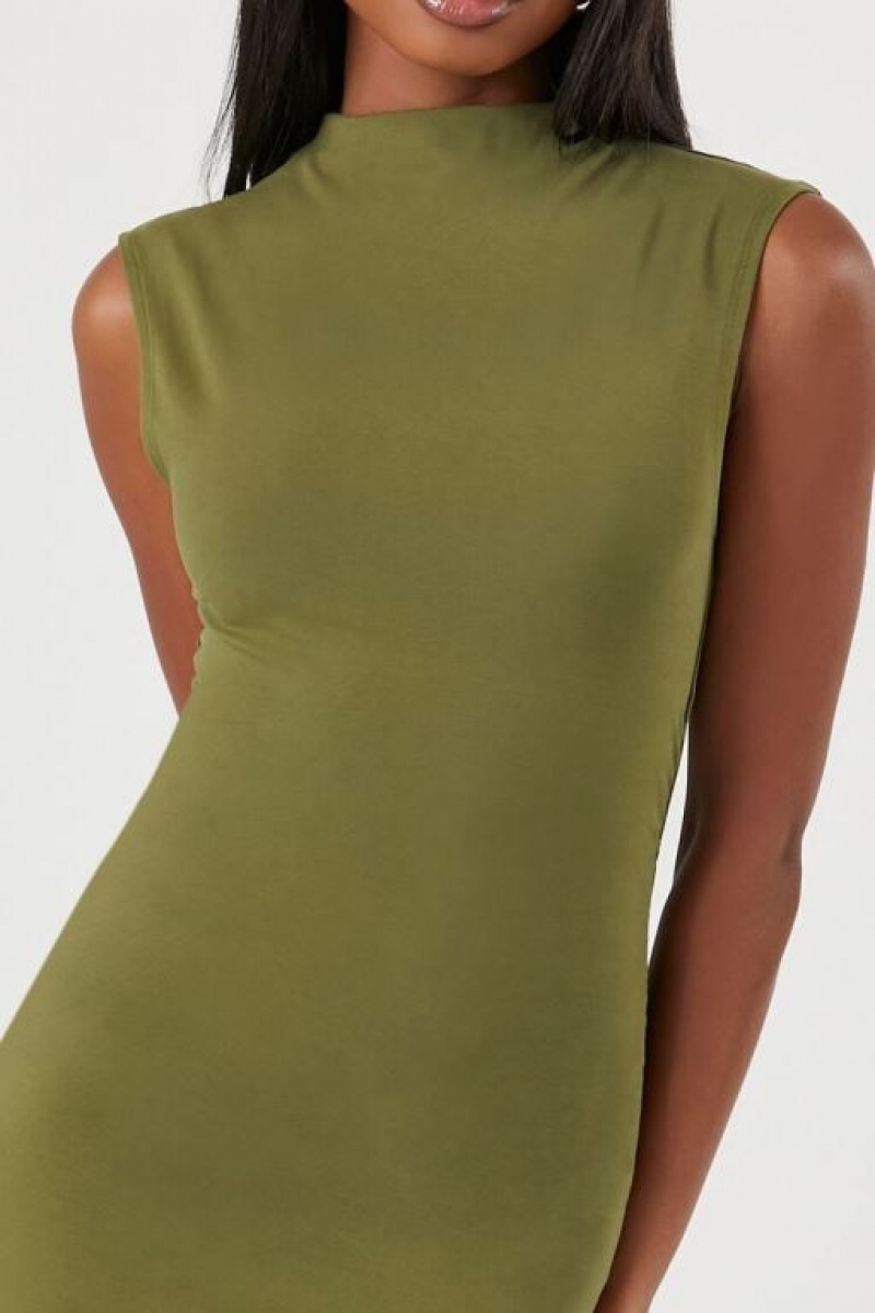 Vestido Forever 21 Mock Neck Mini Mujer Verde Oliva | cIjouMTuBpj