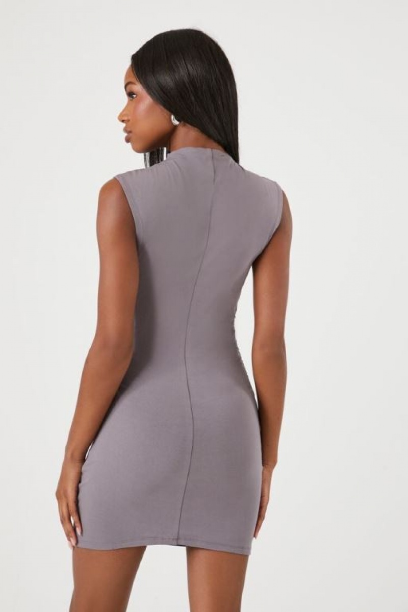 Vestido Forever 21 Mock Neck Mini Mujer Gris | U8EIlGkR7Rh