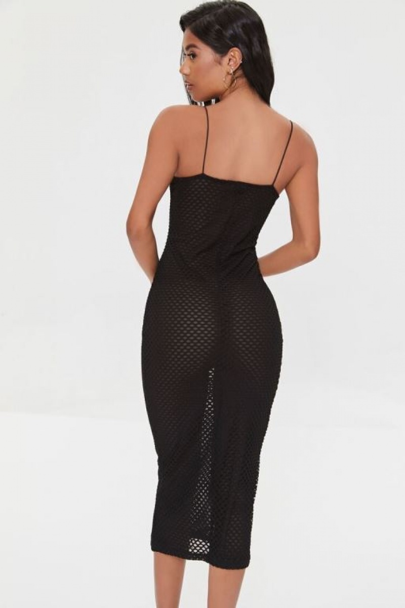 Vestido Forever 21 Netted Bodycon Midi Mujer Negras | QMZcdhrFaZa