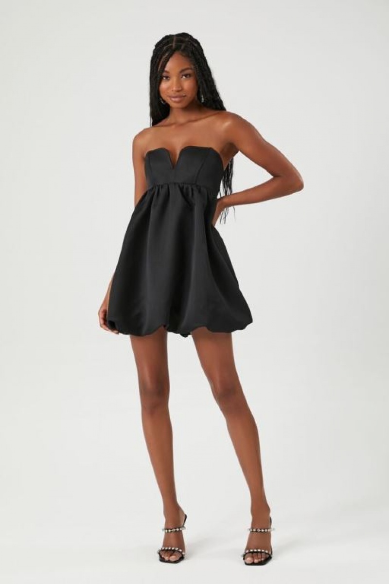 Vestido Forever 21 Notched Tube Babydoll Mujer Negras | bUxhXsyRpgg