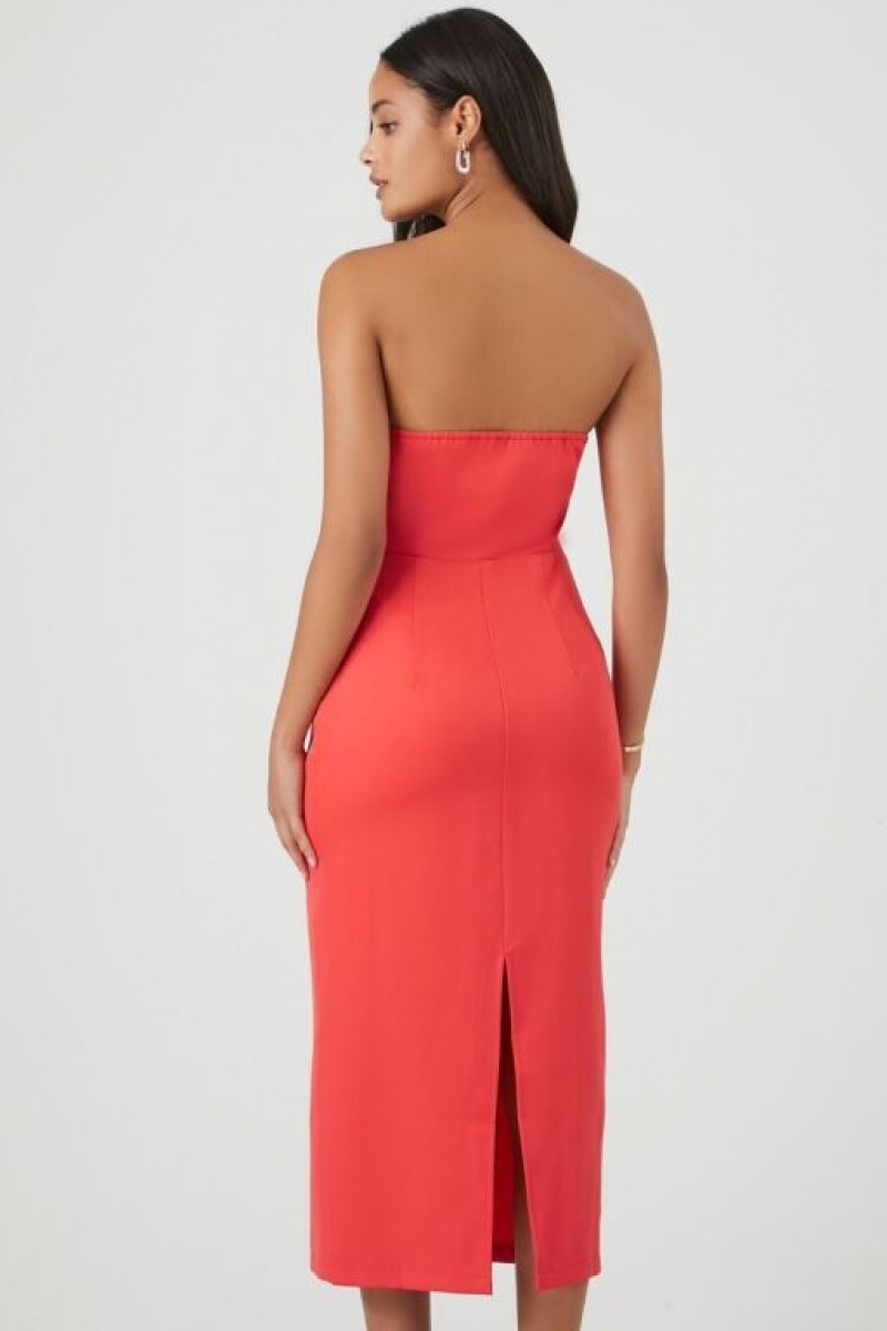 Vestido Forever 21 Notched Tube Midi Mujer Rojas | v4zzfIjNPFR