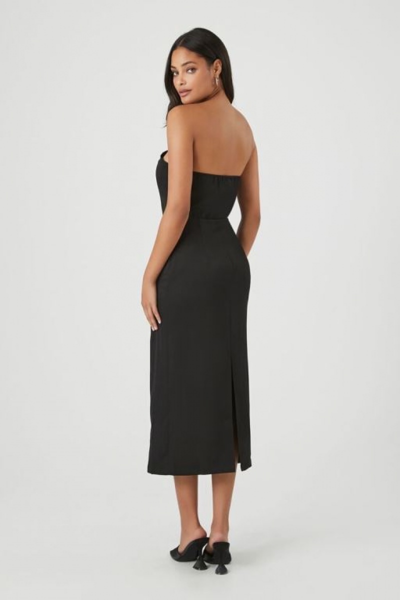 Vestido Forever 21 Notched Tube Midi Mujer Negras | iFf5yJFLtJ8