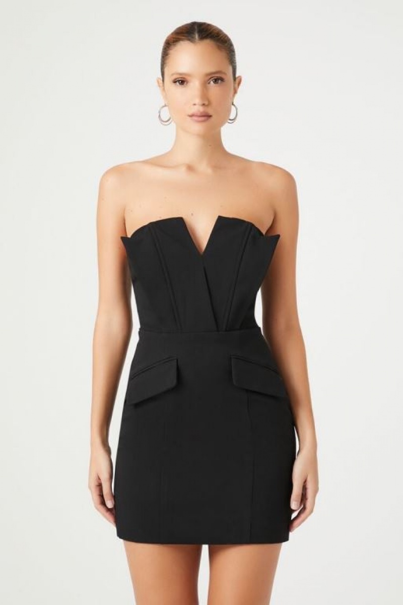 Vestido Forever 21 Notched Tube Mini Mujer Negras | xWIKWQ1YHeq