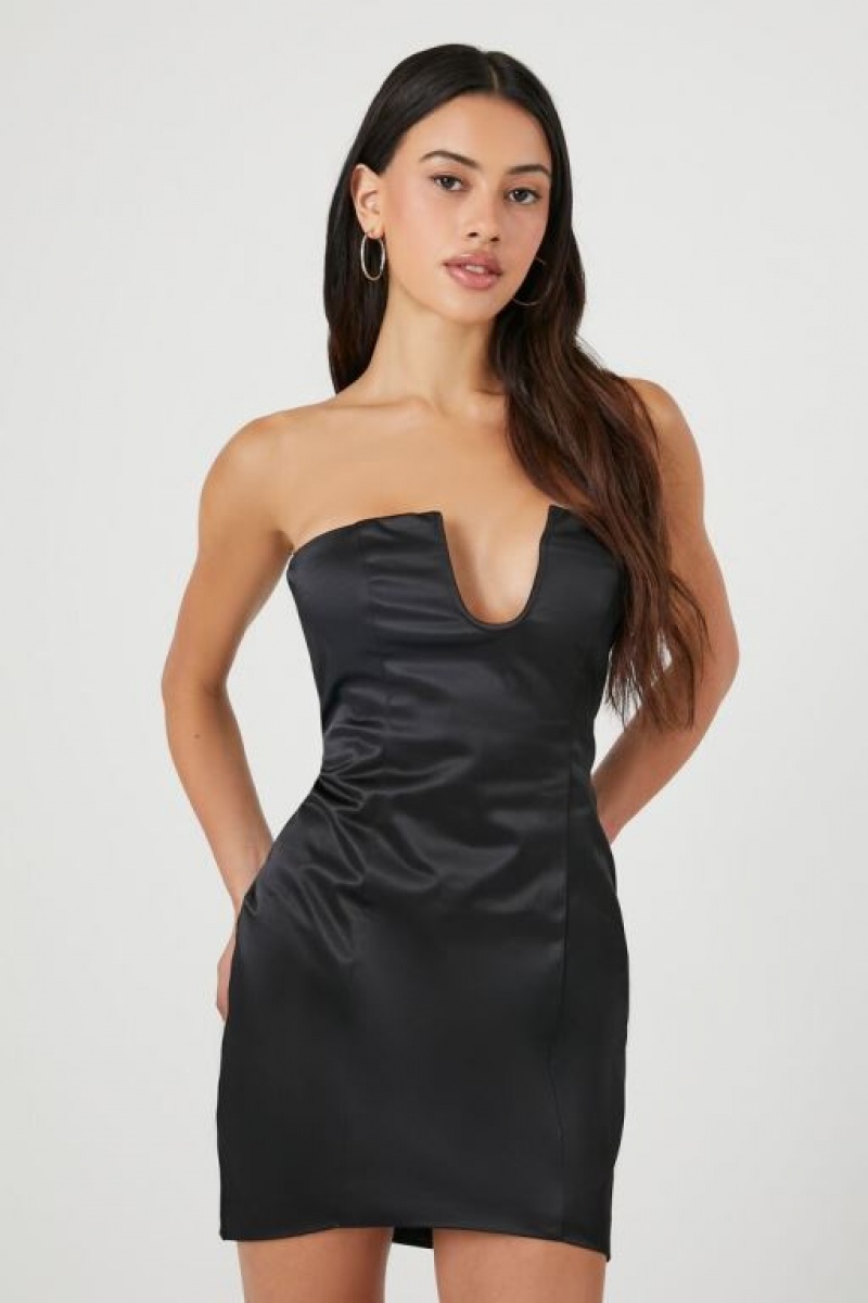 Vestido Forever 21 Notched Tube Mini Mujer Negras | z56WMbSOsmw