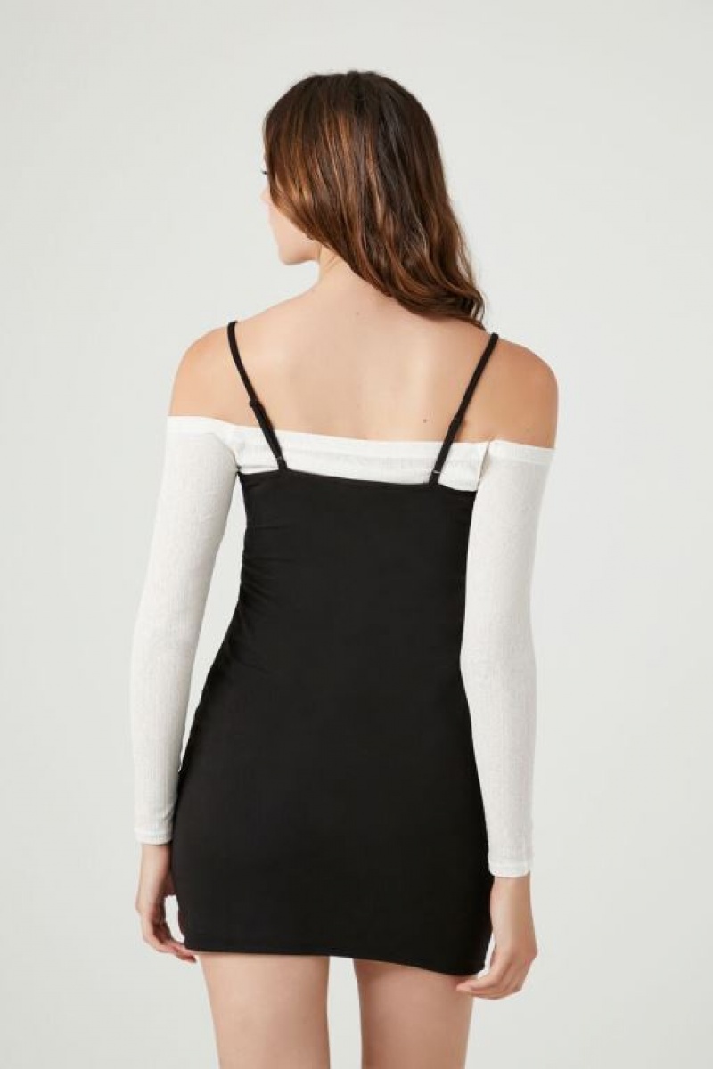 Vestido Forever 21 Off The Shoulder Cami Combo Mujer Negras Blancas | jJEntHVxCMa