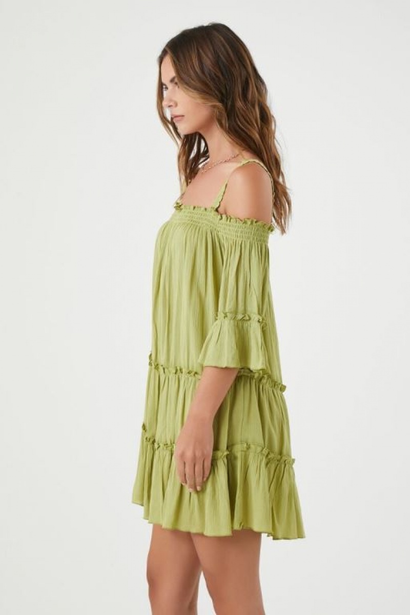 Vestido Forever 21 Off The Shoulder Mini Mujer Verde Oliva | q3RktGyxOKB