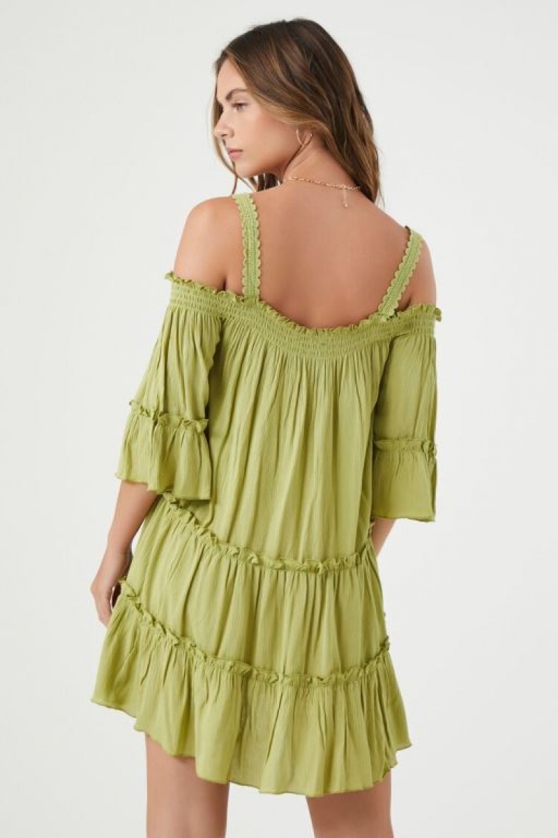 Vestido Forever 21 Off The Shoulder Mini Mujer Verde Oliva | q3RktGyxOKB