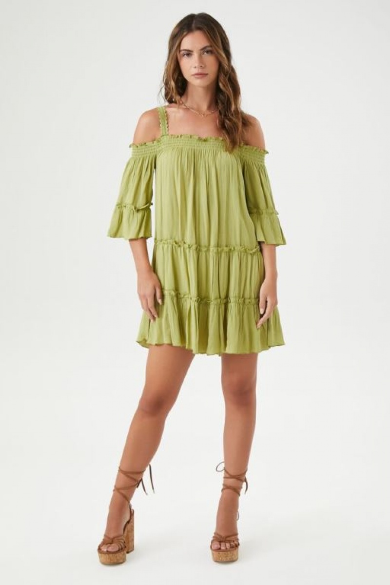 Vestido Forever 21 Off The Shoulder Mini Mujer Verde Oliva | q3RktGyxOKB