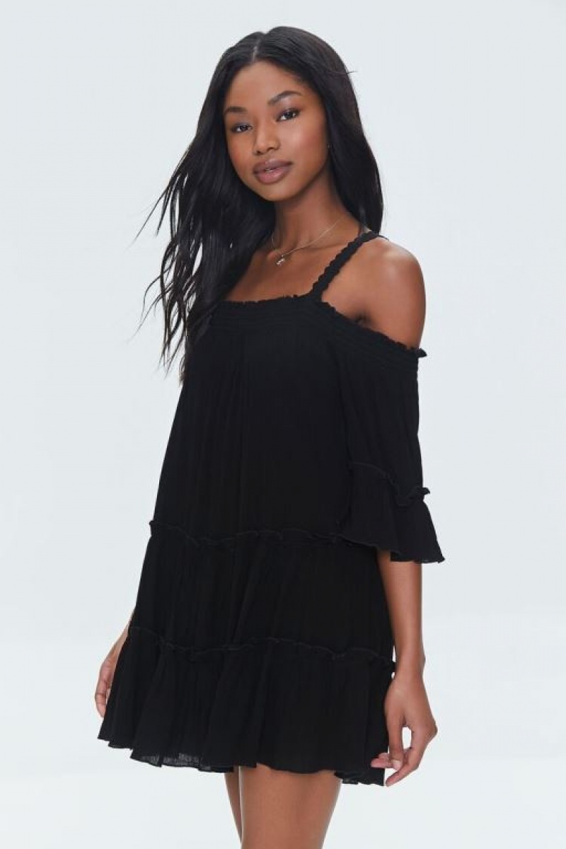 Vestido Forever 21 Off The Shoulder Mini Mujer Negras | 3g96E6EKmlj