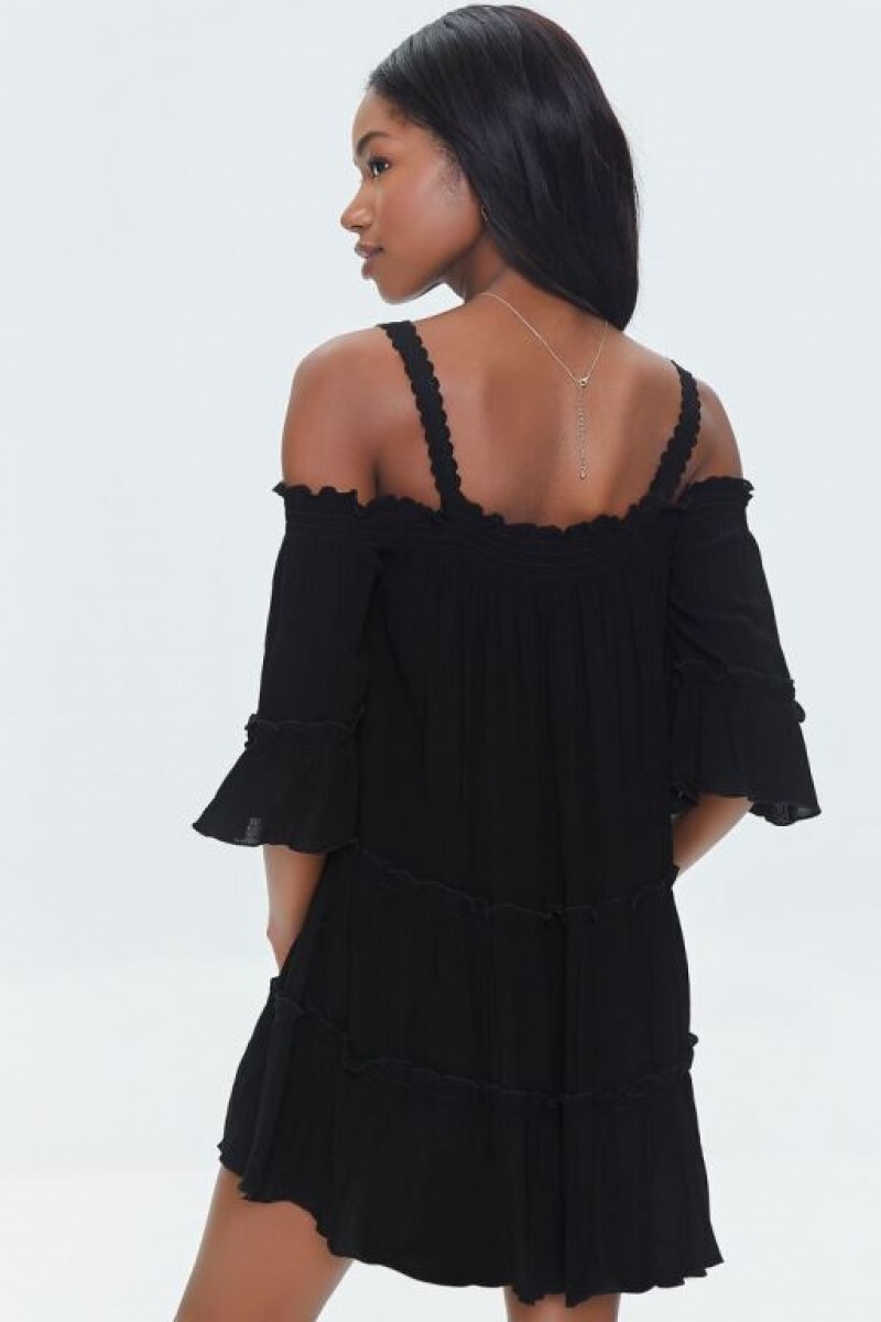 Vestido Forever 21 Off The Shoulder Mini Mujer Negras | 3g96E6EKmlj