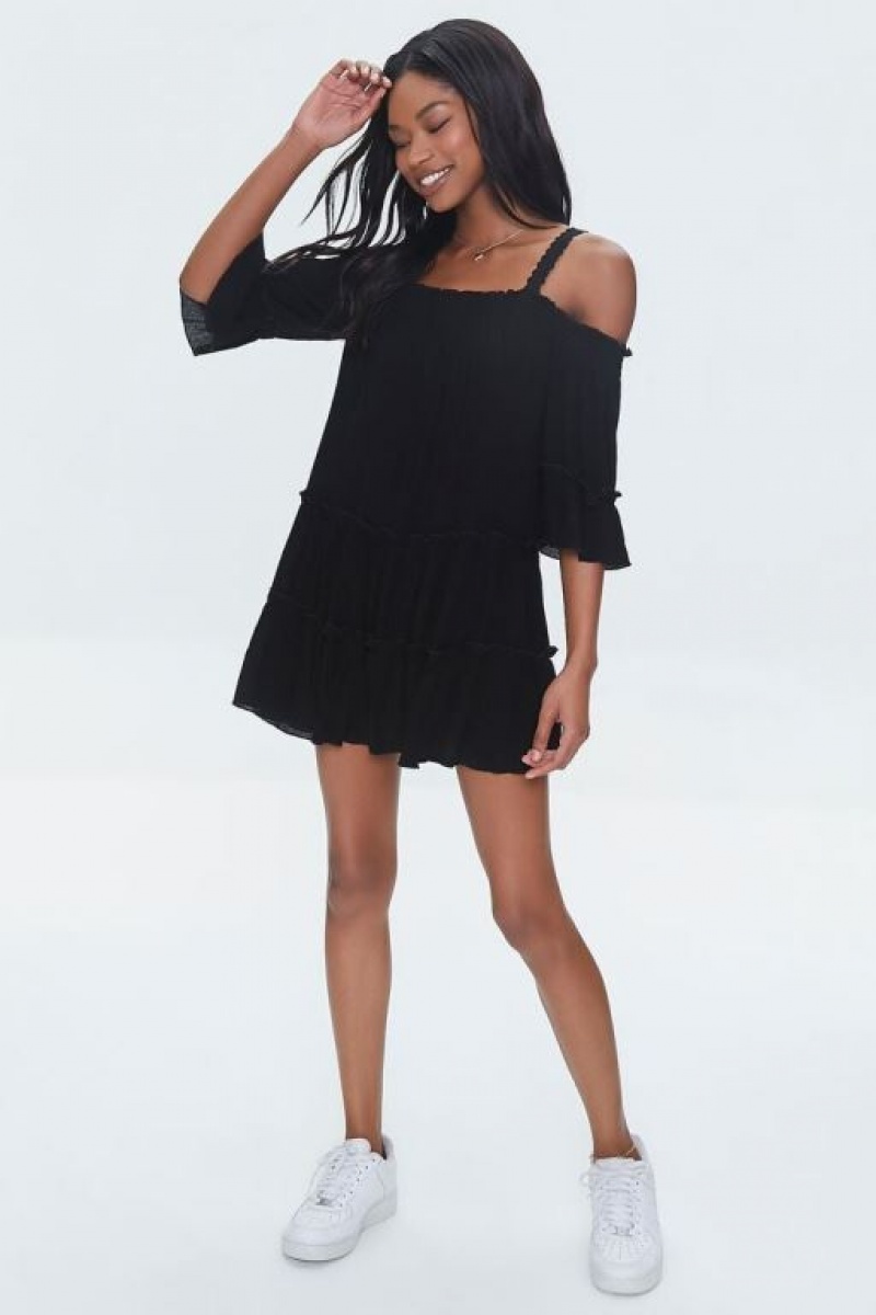 Vestido Forever 21 Off The Shoulder Mini Mujer Negras | 3g96E6EKmlj