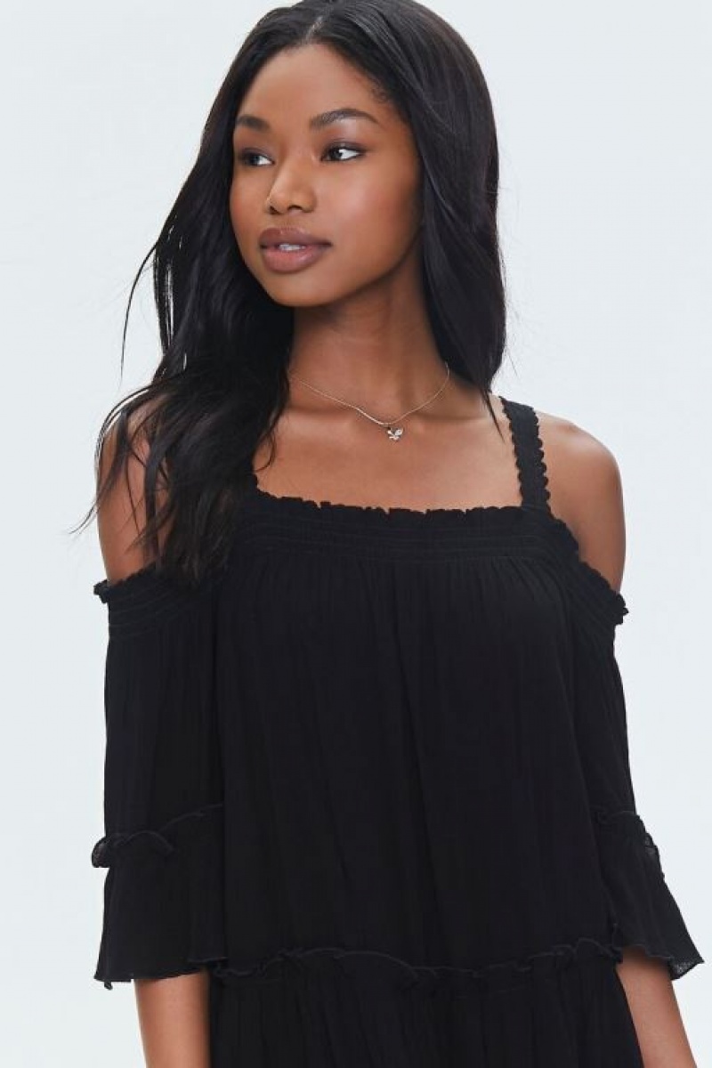 Vestido Forever 21 Off The Shoulder Mini Mujer Negras | 3g96E6EKmlj