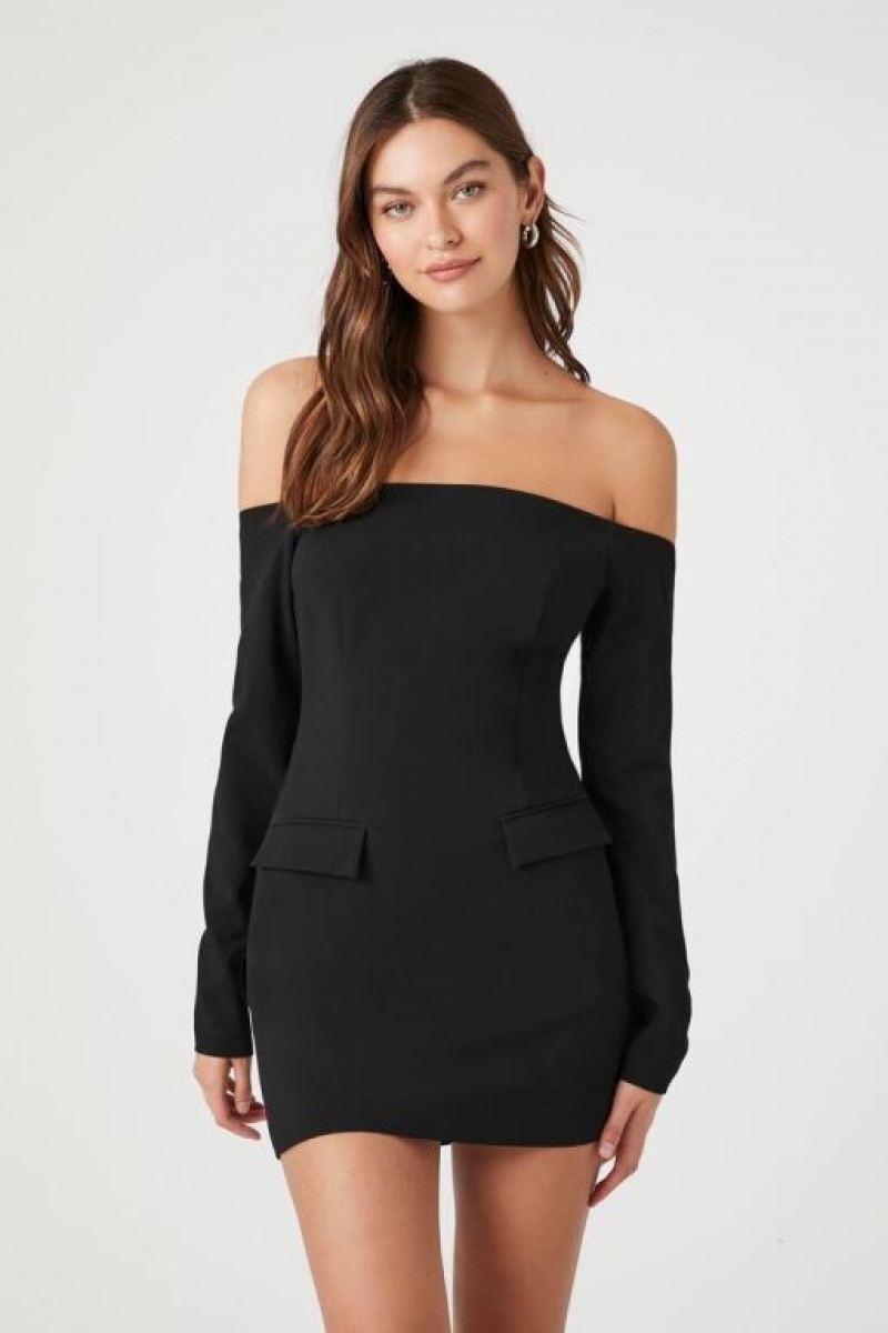 Vestido Forever 21 Off The Shoulder Mini Mujer Negras | Kd53G3X6vB6