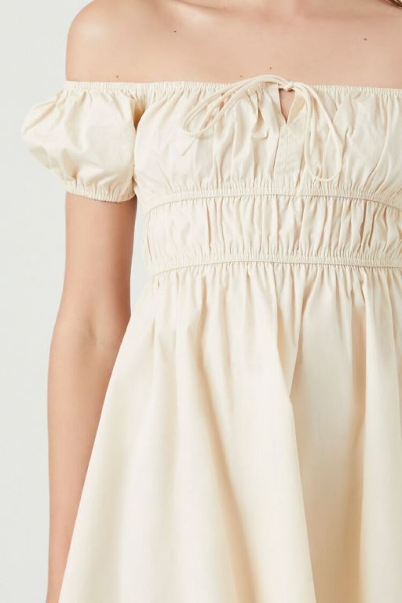 Vestido Forever 21 Off The Shoulder Mini Mujer Beige | eK0AfWucxwy