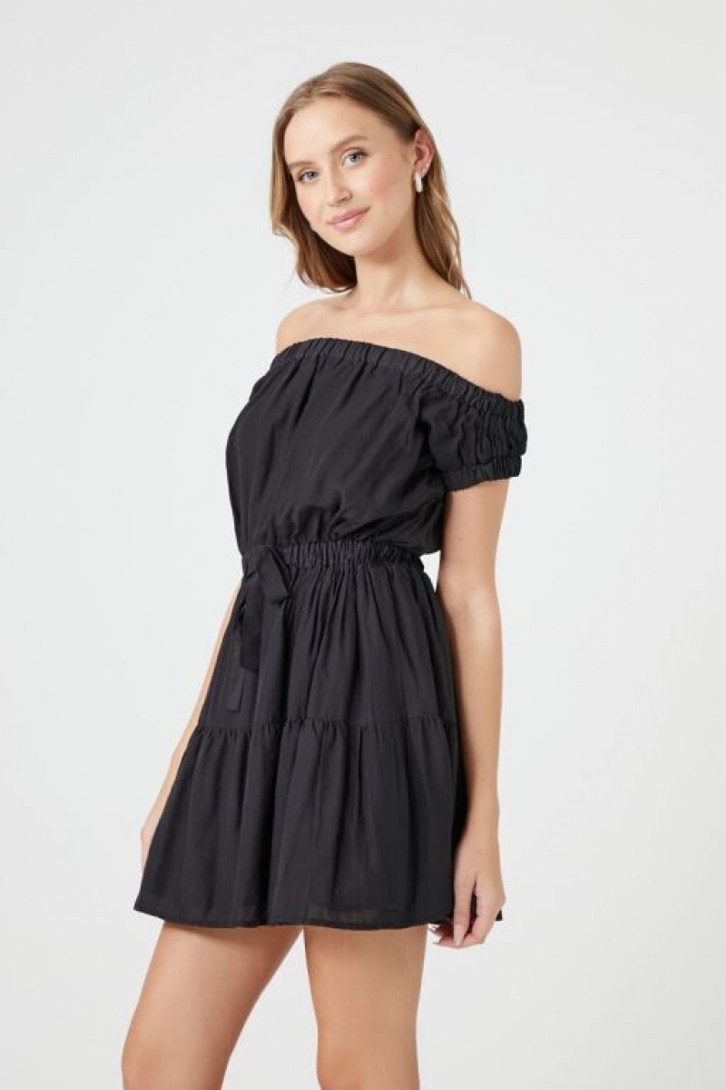 Vestido Forever 21 Off The Shoulder Mini Mujer Negras | GAxxYjKxNff