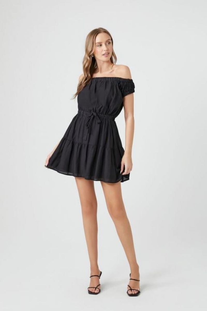 Vestido Forever 21 Off The Shoulder Mini Mujer Negras | GAxxYjKxNff