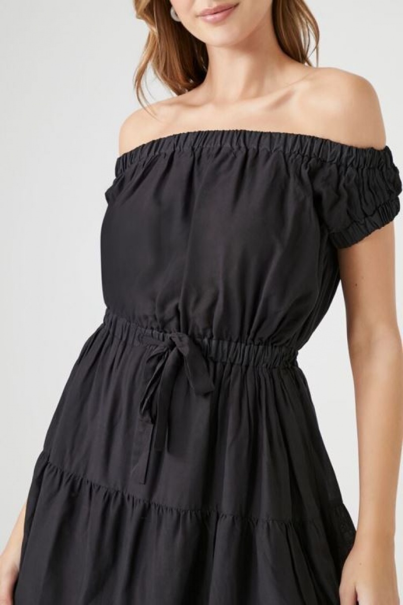 Vestido Forever 21 Off The Shoulder Mini Mujer Negras | GAxxYjKxNff