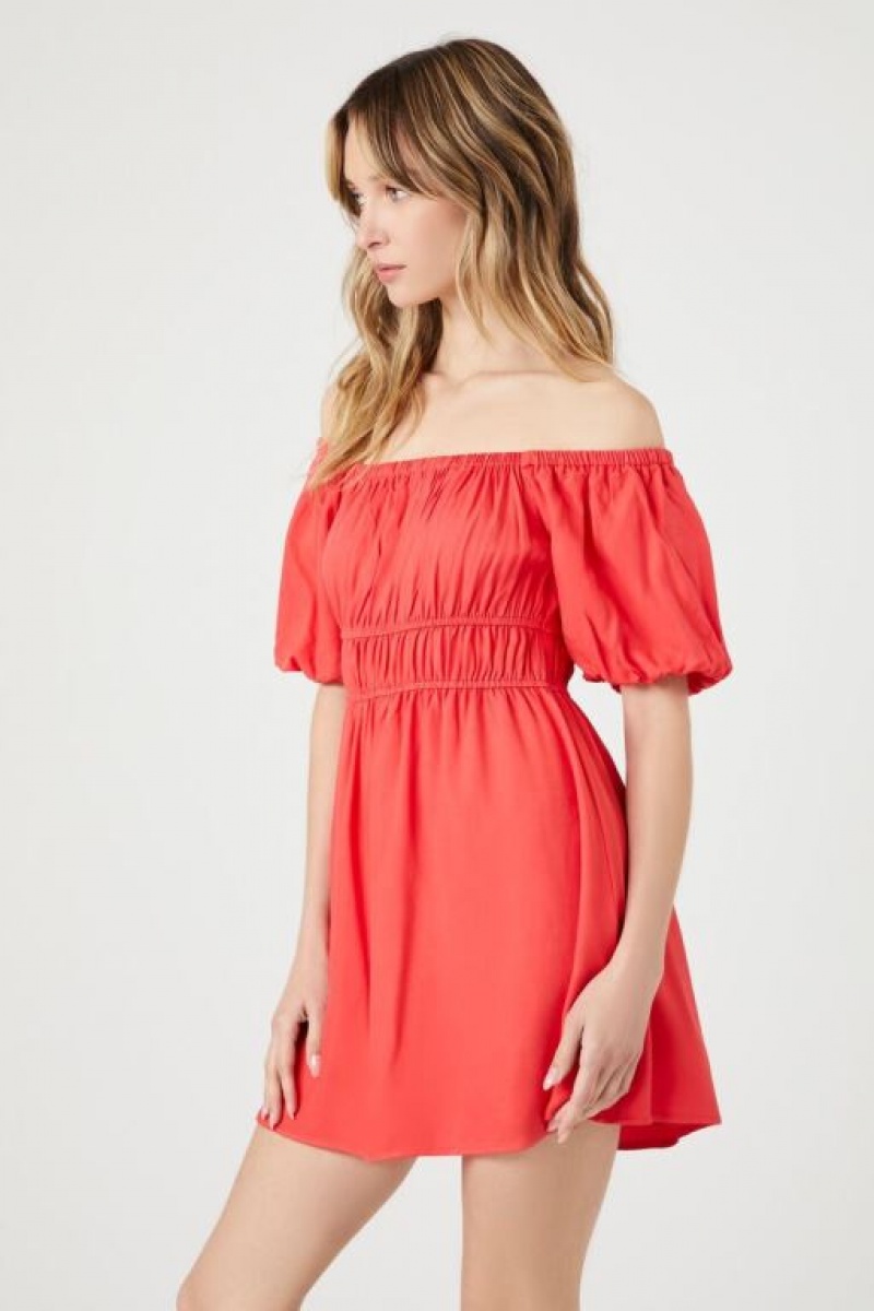 Vestido Forever 21 Off The Shoulder Peasant Mini Mujer Cayenne | M2BiKWHWuwd