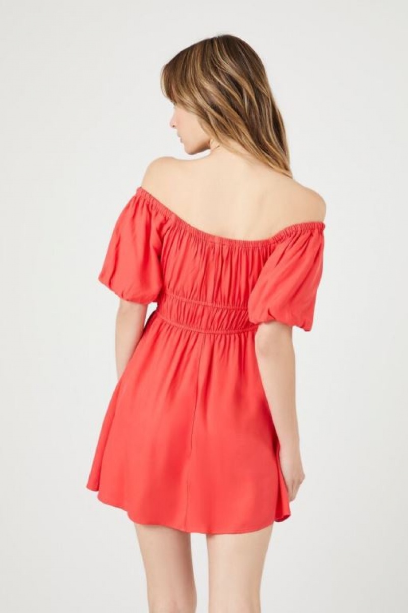 Vestido Forever 21 Off The Shoulder Peasant Mini Mujer Cayenne | M2BiKWHWuwd