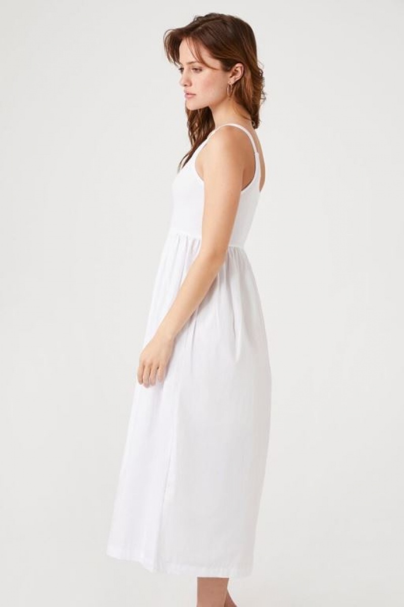 Vestido Forever 21 One Shoulder Babydoll Midi Mujer Blancas | GBmVYTgRJmC