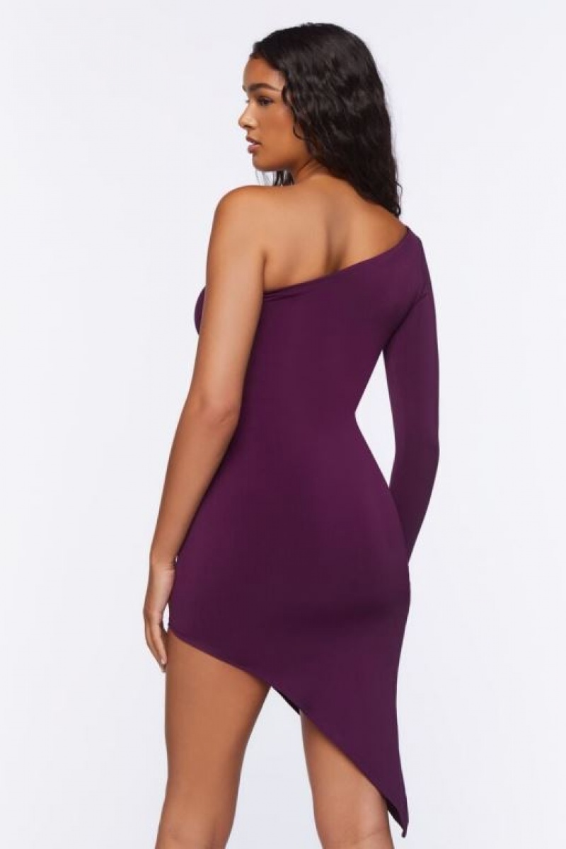 Vestido Forever 21 One Shoulder Bodycon Mini Mujer Moradas | iZjHpgCMJV0