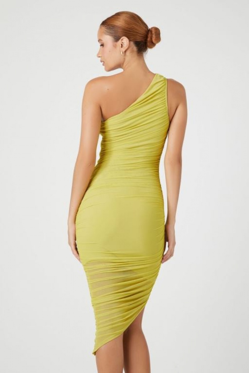 Vestido Forever 21 One Shoulder Bodycon Midi Mujer Verde | GAUhjNLIhvE