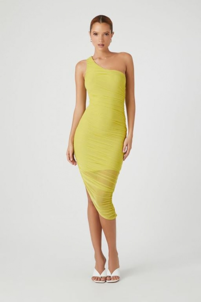 Vestido Forever 21 One Shoulder Bodycon Midi Mujer Verde | GAUhjNLIhvE