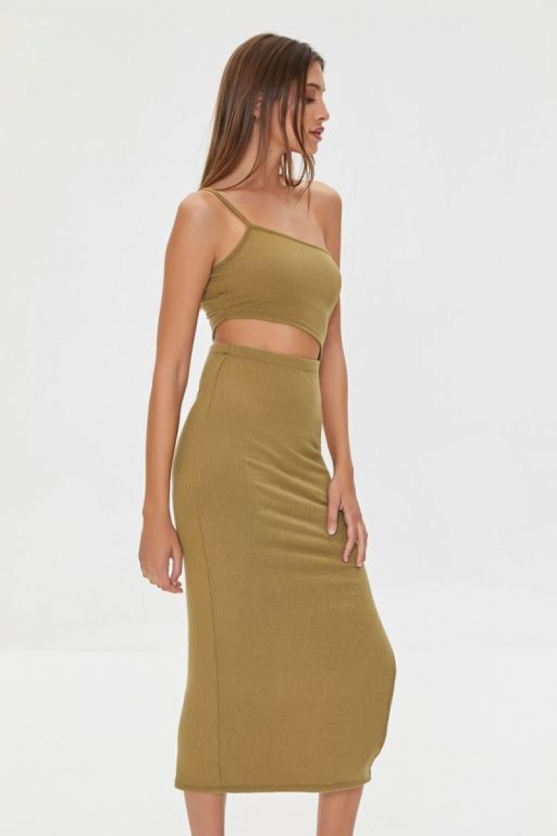 Vestido Forever 21 One Shoulder Cami Midi Mujer Cigar | EZae0y5KkJg