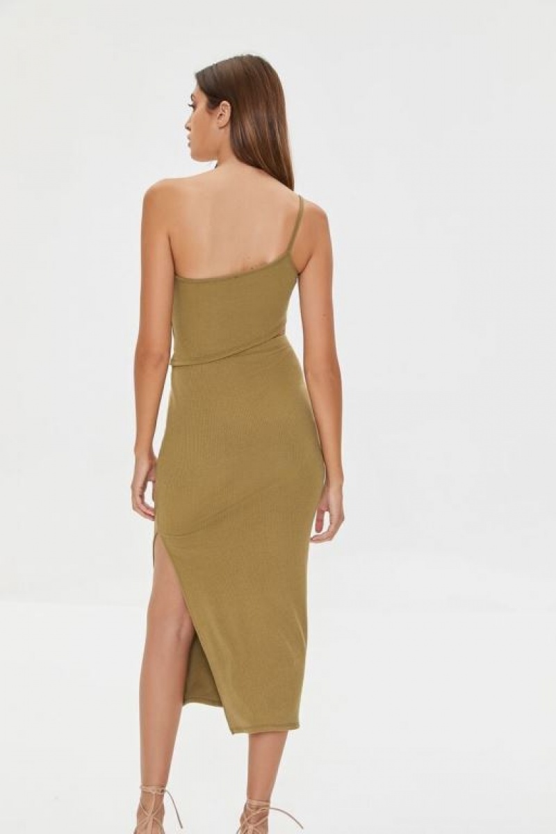 Vestido Forever 21 One Shoulder Cami Midi Mujer Cigar | EZae0y5KkJg