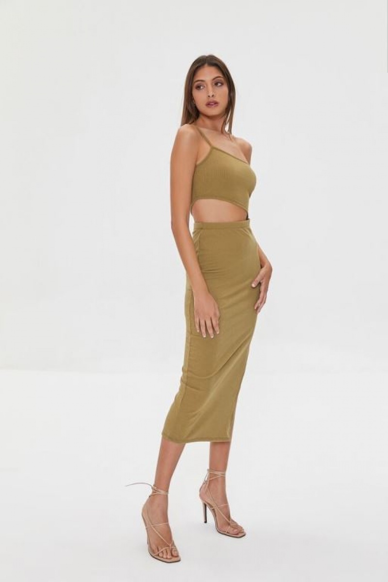 Vestido Forever 21 One Shoulder Cami Midi Mujer Cigar | EZae0y5KkJg