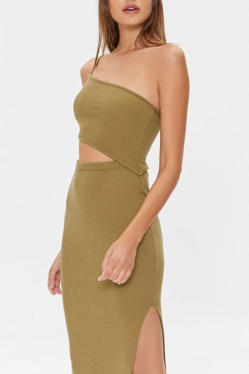 Vestido Forever 21 One Shoulder Cami Midi Mujer Cigar | EZae0y5KkJg