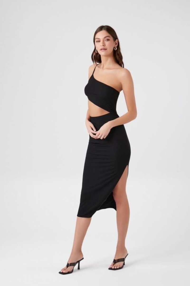 Vestido Forever 21 One Shoulder Cutout Midi Mujer Negras | tl9JdgiZaMC